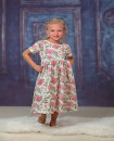 Rose Design Organic Cotton Girls Twirl Dress 2Y-10Y short sleeve 